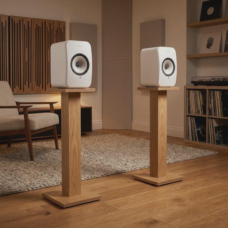Luxury Classic Floor Speaker Stand, Modern Teakwood Pair of 2