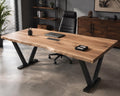 Solid Wood office Table,Live Edge Solid Wood Executive Desk, Solid Wood Office Furniture, Custom Size