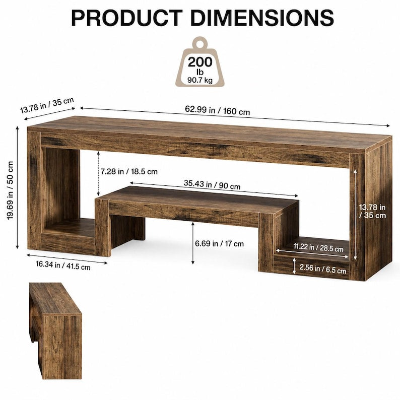 Luxury Farmhouse TV Stand for 65 Inch TV – Rustic Brown Entertainment Center with Open Storage Shelves, Wooden Media Console for Living Room