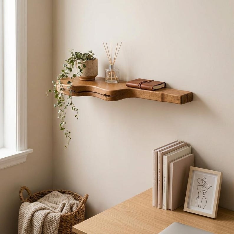 Luxury Premium Floating Shelf Guitar Shaped, Wooden  Guitar Shelf, Metal Bracket Music Room Wall Decor - 2.5 to 3 Feet