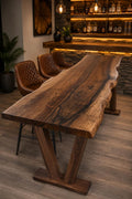 Solid Wood Bar Table – Custom Size High Top Bar Table – Live Edge Bar Table – Kitchen Island Table