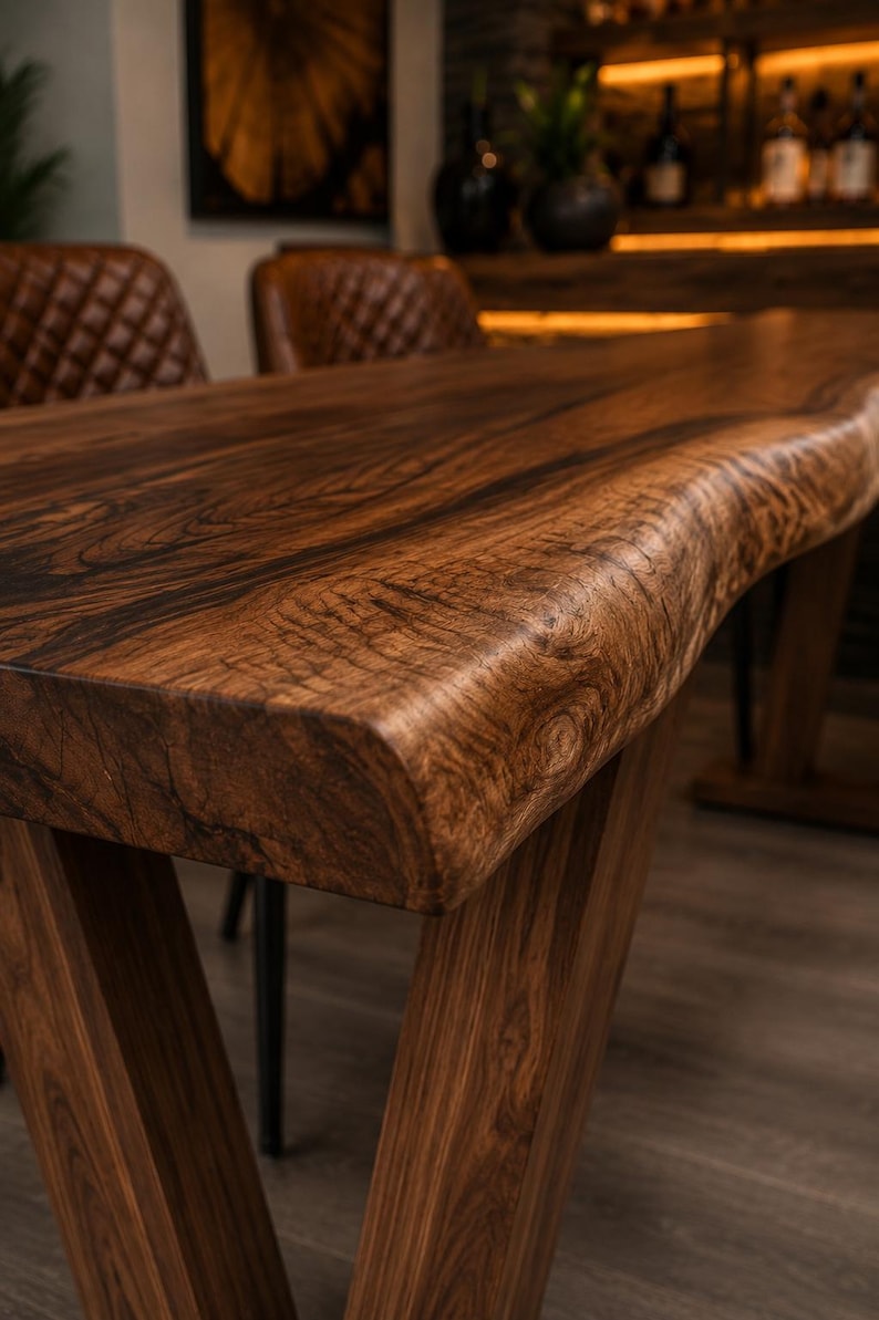Solid Wood Bar Table – Custom Size High Top Bar Table – Live Edge Bar Table – Kitchen Island Table