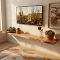 Luxury Live Edge TV Shelf, Solid Wood Floating Console, Handmade Media Unit, Rustic Wall Mounted TV Stand, Natural Wood Entertainment Shelf