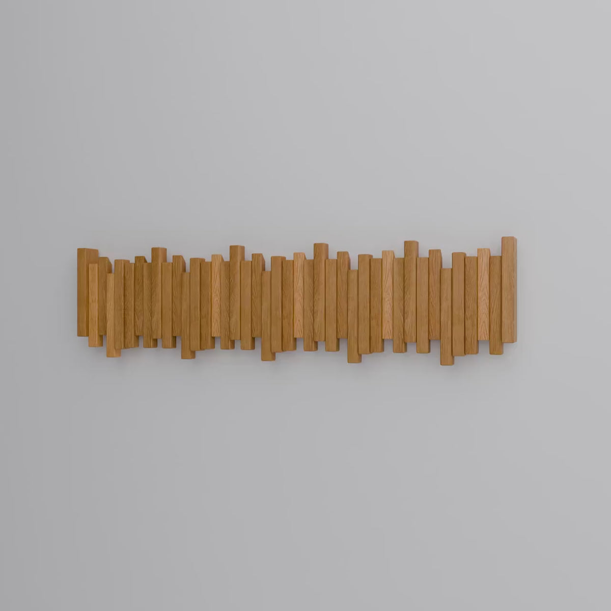 Luxury Wooden Coat Rack Wall Mounted Handmade Solid Oak Natural Wood Hook Rail for Hallway