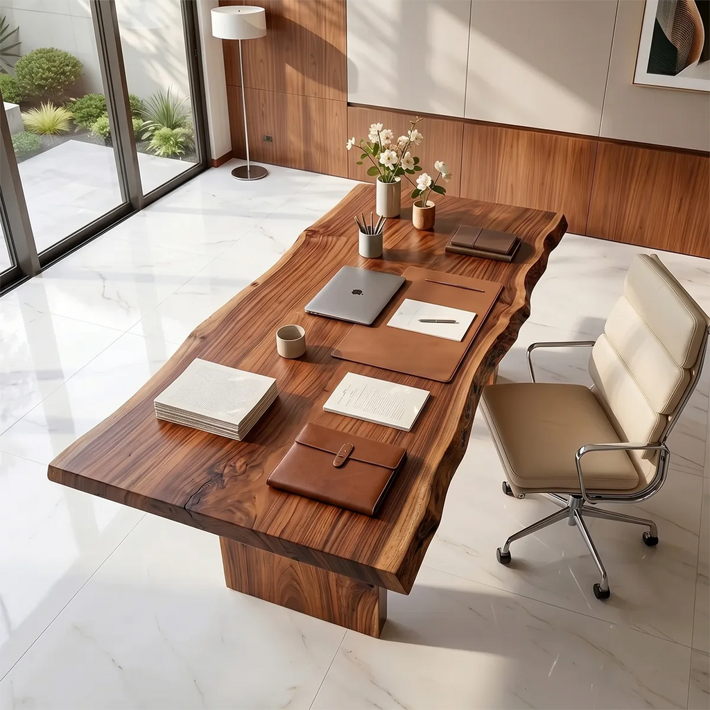 Luxury office Desk , Solid Wood , Live Edge Executive Desk | Modern Office & Conference Table