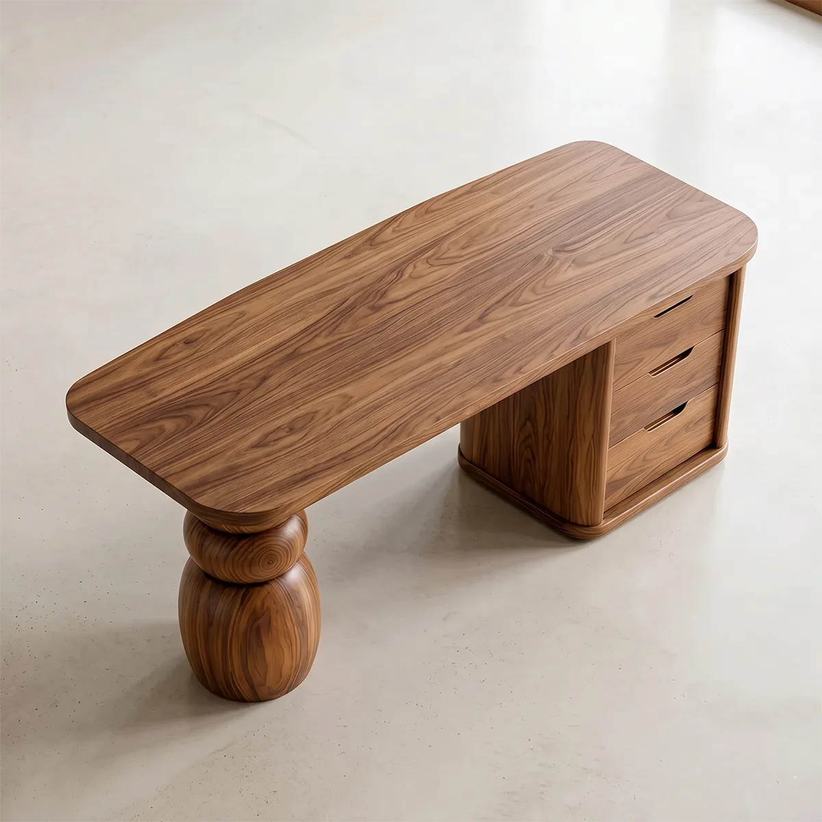 Solid Wood Premium Office Table , Organic Modern Executive Desk | Sculptural Office Desk with Storage